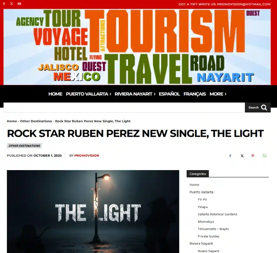 PROMOVISION PV Rock Star Ruben Perez New Single, The Light